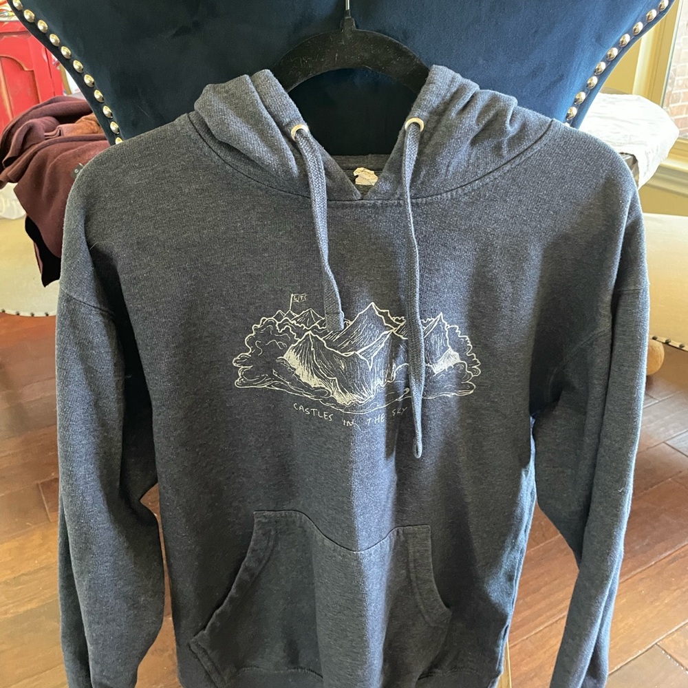 Gray Hoodie with Mountain Design